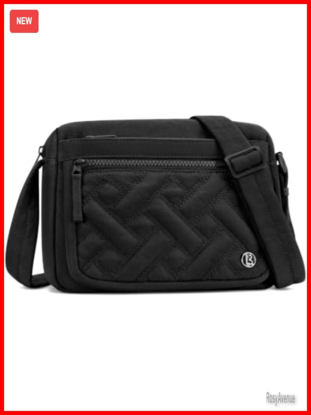 Quilted Nylon Crossbody Purse with Pockets, Adjustable Shoulder Handbag